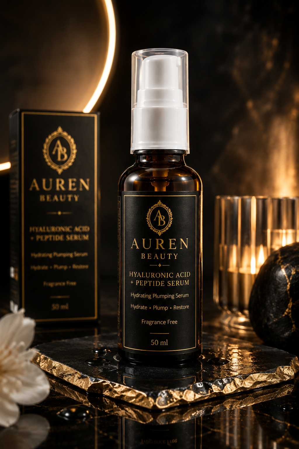 Auren Beauty Hyaluronic Acid + Peptide Plumping Serum – Fragrance Free