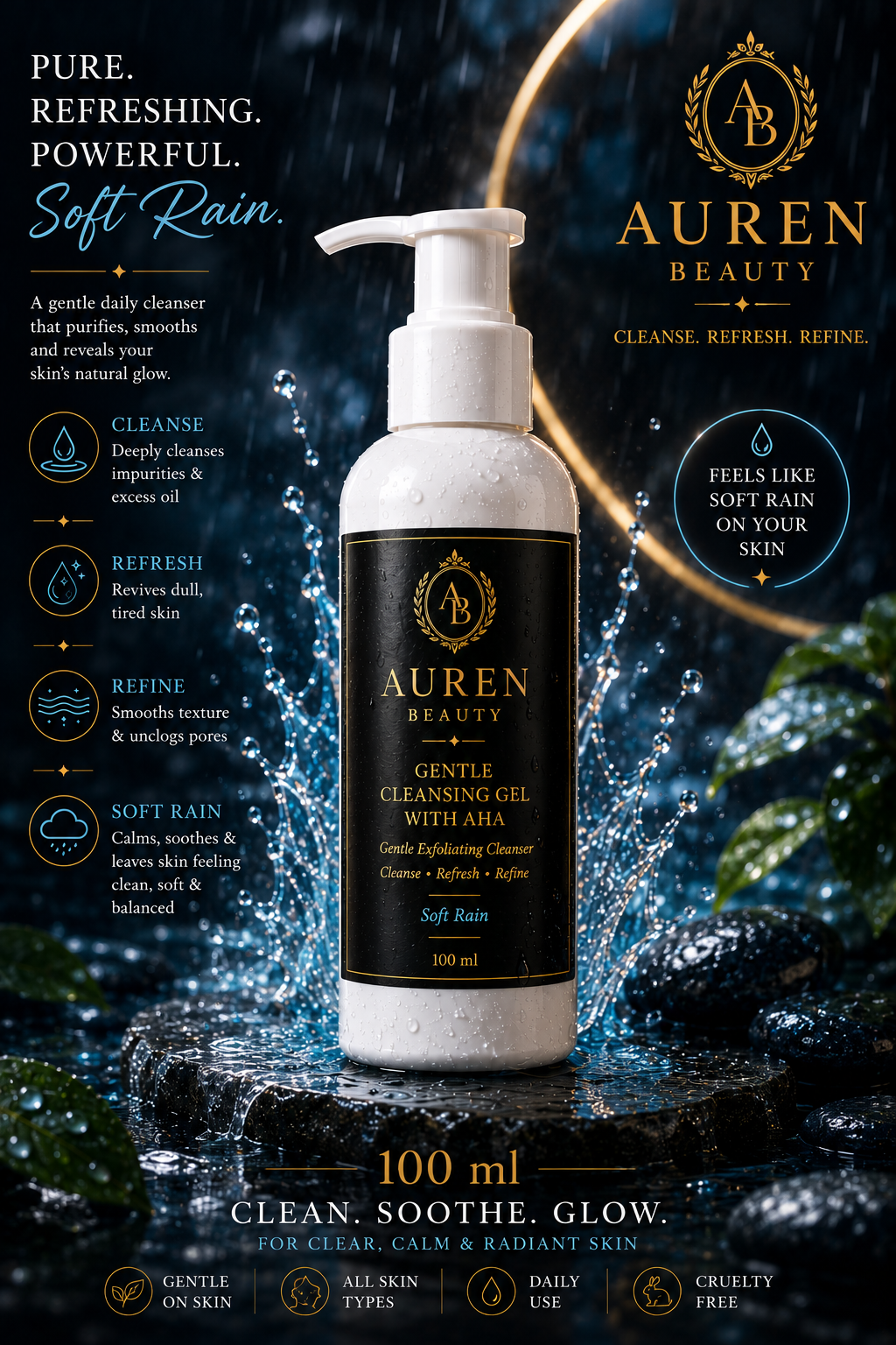 Auren Beauty Gentle Cleansing Gel with AHA
