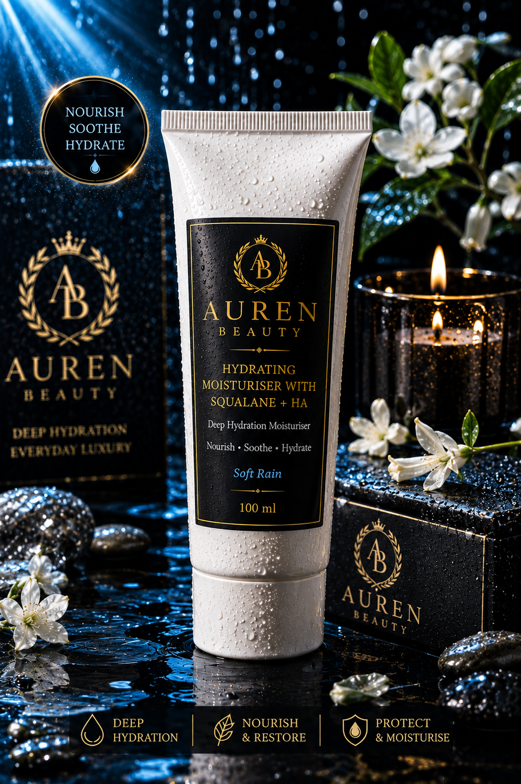 Auren Beauty Hydrating Moisturiser with Squalane + Hyaluronic Acid