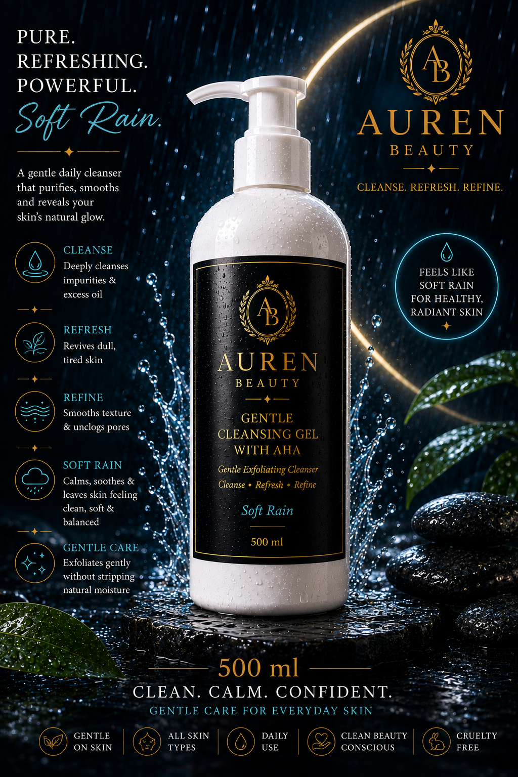 Auren Beauty Gentle Cleansing Gel with AHA