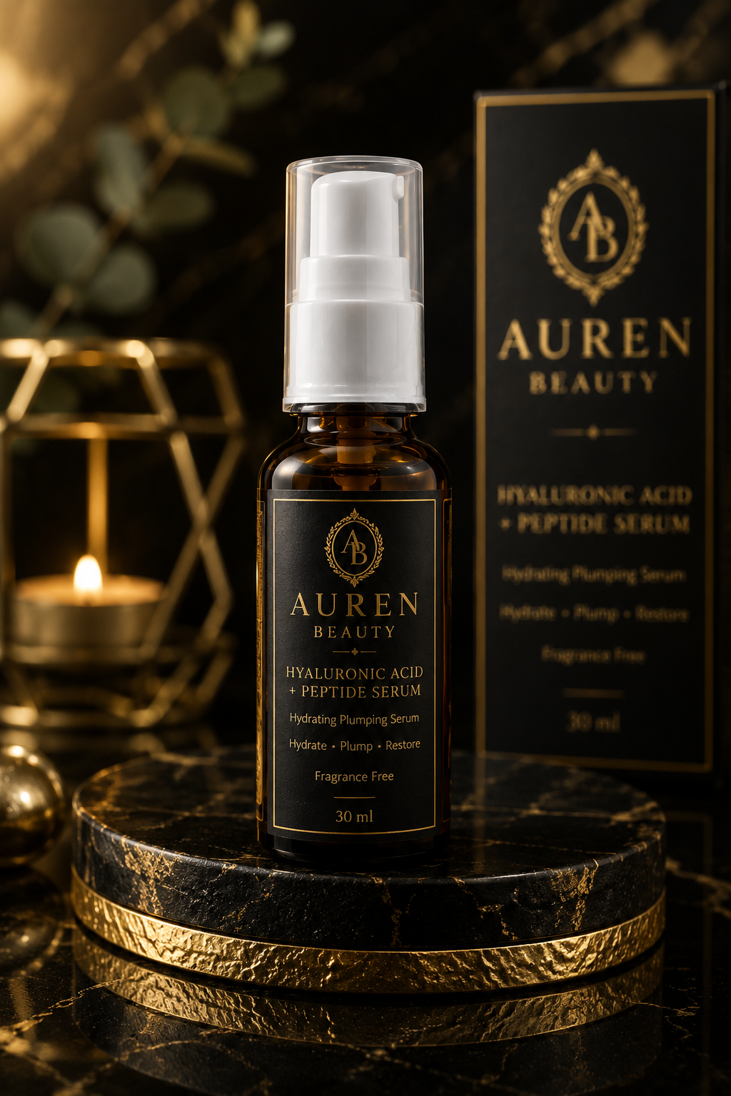 Auren Beauty Hyaluronic Acid + Peptide Plumping Serum – Fragrance Free