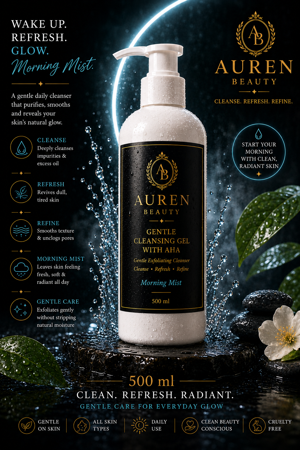 Auren Beauty Gentle Cleansing Gel with AHA