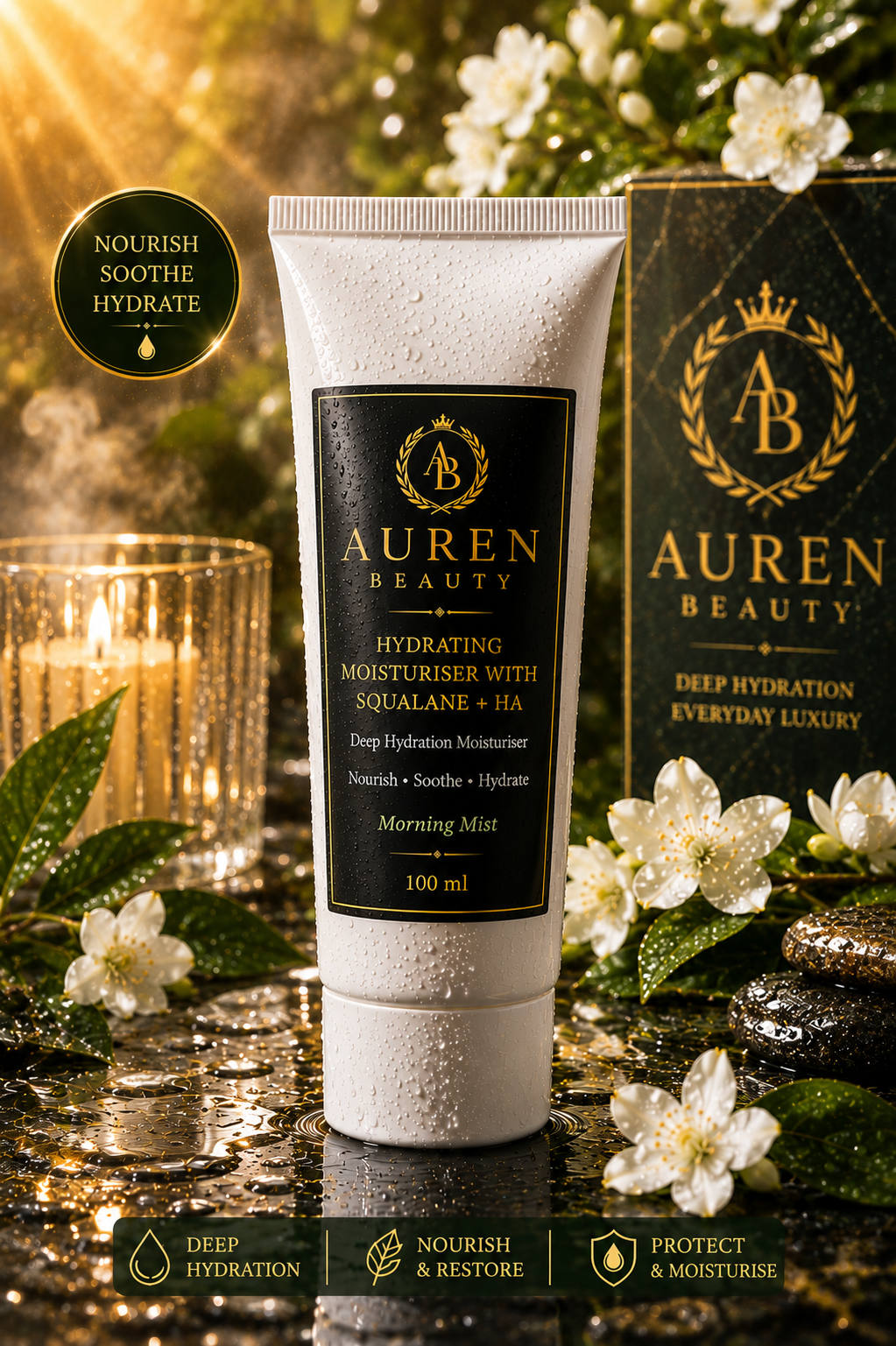 Auren Beauty Hydrating Moisturiser with Squalane + Hyaluronic Acid