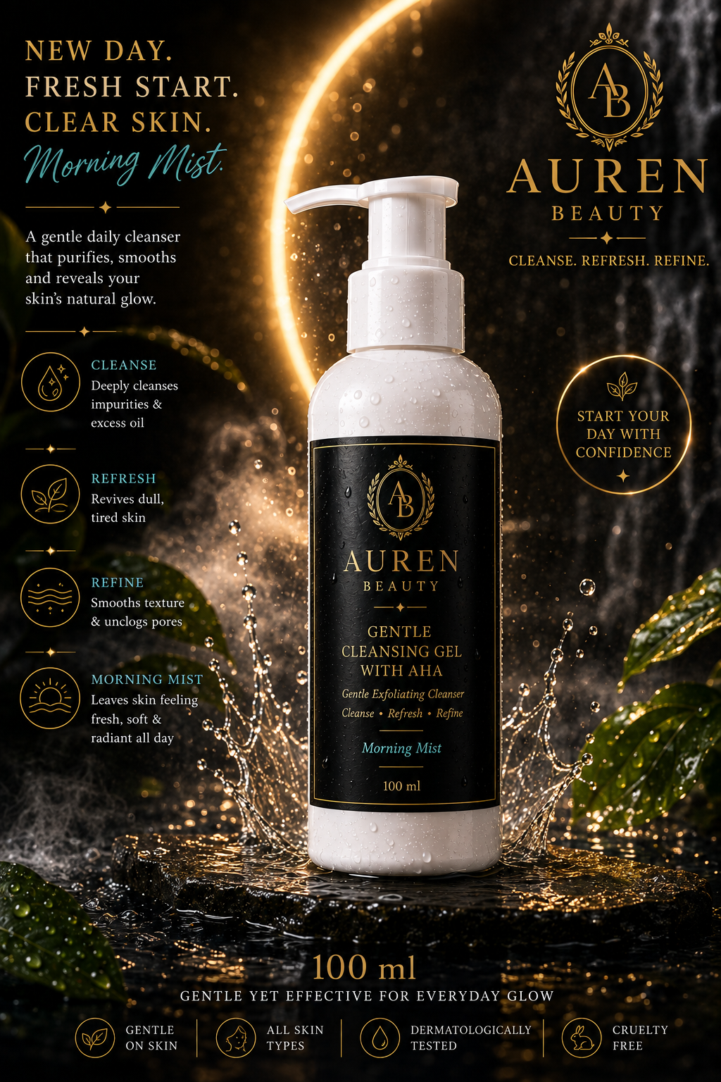 Auren Beauty Gentle Cleansing Gel with AHA